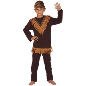 COSTUME INDIANO NATIVO AMERICANO PELLEROSSA BAMBINO TAGLIA 10-12 ANNI