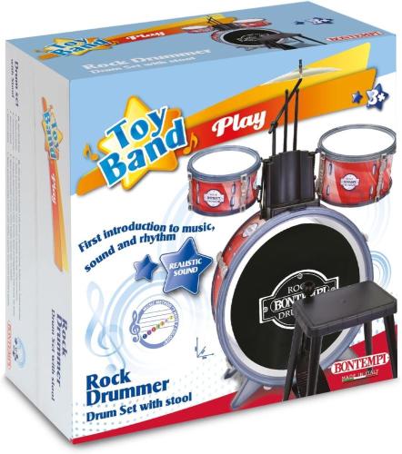 BATTERIA CLASSICA 4 ELEMENTI, CON SGABELLO E 2 BACCHETTE