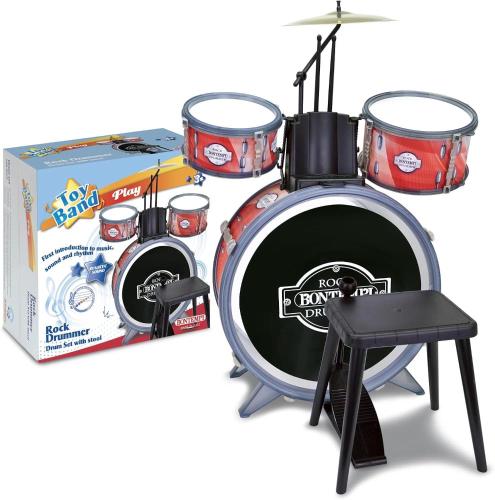 BATTERIA CLASSICA 4 ELEMENTI, CON SGABELLO E 2 BACCHETTE