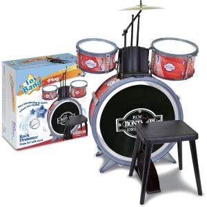 BATTERIA CLASSICA 4 ELEMENTI, CON SGABELLO E 2 BACCHETTE