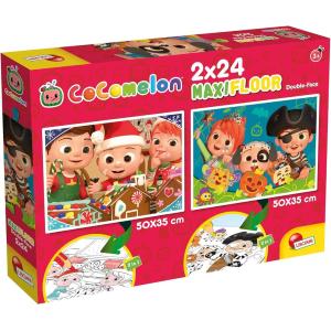 PUZZLE GIGANTE COCOMELON MAXIFLOOR 2 X 24 PZ - HAPPY HOLIDAYS VACANZE