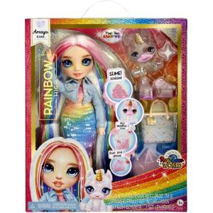 RAINBOW HIGH BAMBOLA FASHION DOLL- AMAYA ARCOBALENO CON SLIME ANIMALE MAGICO E ACCESSORI - 120209