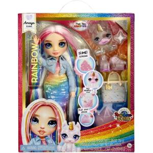 RAINBOW HIGH BAMBOLA FASHION DOLL- AMAYA ARCOBALENO CON SLIME ANIMALE MAGICO E ACCESSORI