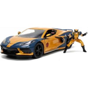 MARVEL X-MEN WOLVERINE CHEVY CORVETTE IN SCALA 1:24 DIE-CAST CON PERSONAGGIO