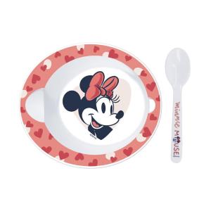 DISNEY BABY MINNIE SET PIATTO +  CUCCHIAIO MICROONDE