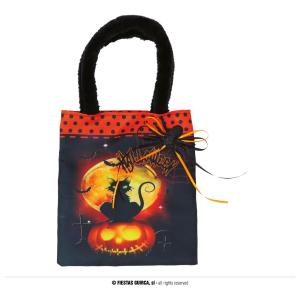 BORSA ARANCIONE CON GATTO 35X20 CM SACCHETTO