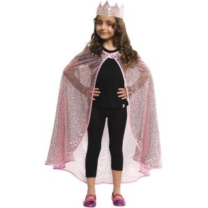 SET ACCESSORI PRINCIPESSA ROSA BRILLANTE (MANTELLA + CORONA)