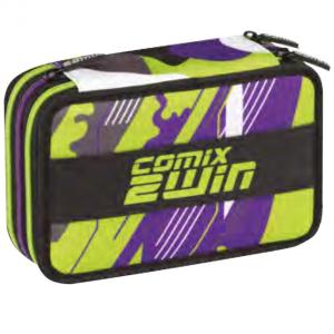 ASTUCCIO 3 ZIP COMIX VERDE E VIOLA