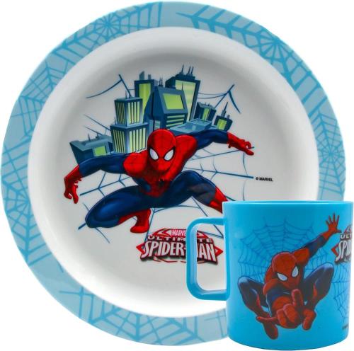 SET PRANZO SPIDERMAN CON PIATTO PIANO + BICCHIERE