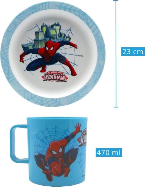 SET PRANZO SPIDERMAN CON PIATTO PIANO + BICCHIERE