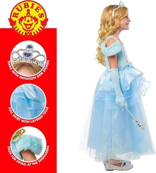 COSTUME BLUE PRINCIPESSA BAMBINA MISURA 7-8 ANNI CENERENTOLA