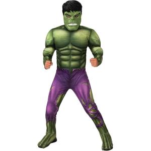 COSTUME HULK CON MUSCOLI  DELUXE BAMBINO MISURA 7-8 ANNI