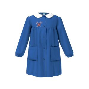 GREMBIULE SCUOLA BAMBINA BLU SCARPETTE ROSSE MISURA 9 ANNI