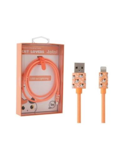 CAVO USB - LIGHTNING ORANGE CAT IPHONE GATTO ARANCIONE