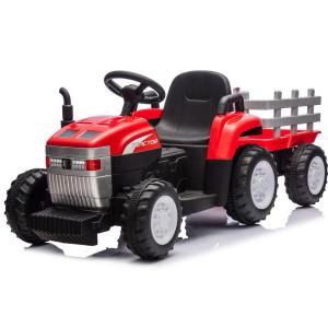 TRATTORE CON RIMORCHIO 12V ROSSO CON RADIOCOMANDO