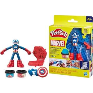 PLAYDOH ACTION FIGURES MARVEL CAPITAN AMERICA CON STAMPINO A FORMA DI SCUDO