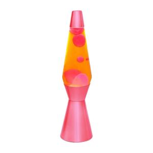 LAMPADA LAVA 36 CM CON BASE ROSSA LIQUIDO GIALLO E CERA ROSSA