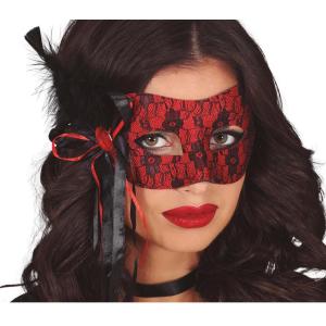 MASCHERA ROSSA CON PIUMA