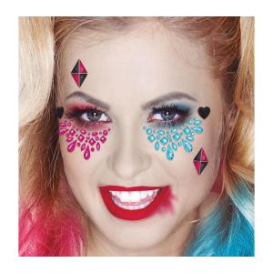 GIOIELLI ADESIVI DA VISO ROSA E AZZURRI HARLEY QUINN
