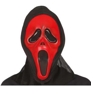 MASCHERA DA ASSASSINO SCREAM ROSSA CON CAPPUCCIO
