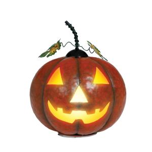 ZUCCA METALLICA CON LUCE ARANCIONE 16 CM