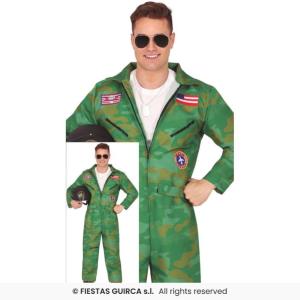 COSTUME AVIATORE VERDE ADULTO TAGLIA 52-54 (L)