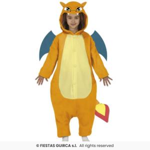 COSTUME DRAGO CHARIZARD POKEMON BAMBINA TAGLIA 10-12 ANNI