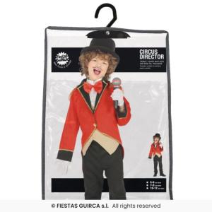 COSTUME DIRETTORE DEL CIRCO ROSSO BAMBINO TAGLIA 7-9 ANNI