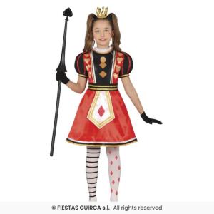 COSTUME REGINA DI CUORI E QUADRI BAMBINA TAGLIA 5-6 ANNI