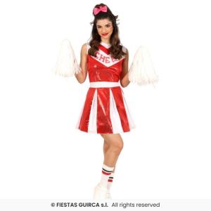 COSTUME CHEERLEADER ROSSO CON PAILLETTES ADULTA TAGLIA 38-40 (M)