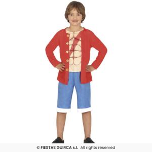 COSTUME PIRATA MONEKY D. LUFFY ONE PIECE BAMBINO TAGLIA 7-9 ANNI