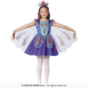 COSTUME PAVONE VIOLA BAMBINA TAGLIA 5-6 ANNI