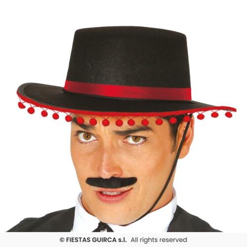 CAPPELLO MANOLO TORERO CORDOBA CON DECORAZIONI ROSSE