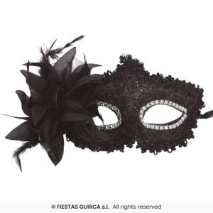 MASCHERA NERA CON FIORE