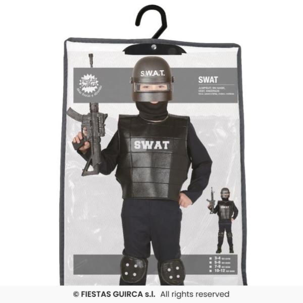 COSTUME POLIZIA SWAT BAMBINO TAGLIA 5-6 ANNI
