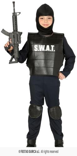 COSTUME POLIZIA SWAT BAMBINO TAGLIA 5-6 ANNI