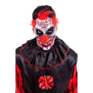 MASCHERA DA VISO PAGLIACCIO CON CAPPELLI ROSSI