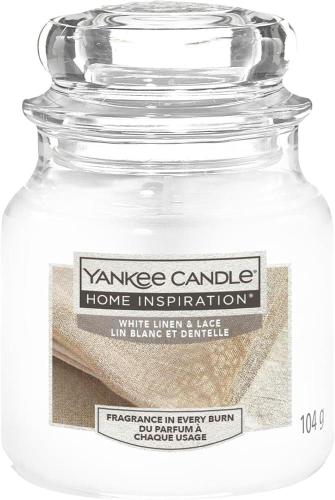 GIARA PICCOLA YANKEE CANDLE 104G CANDELA PROFUMATA WHITE LINEN E LACE