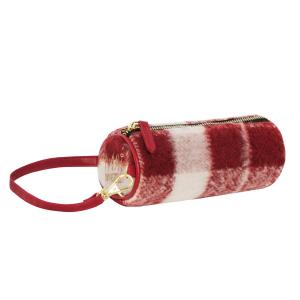 BEAUTY CASE ROUND CHECK ROSSO E BIANCO