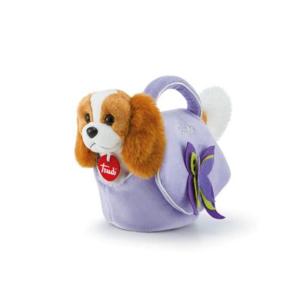 PELUCHE CAGNOLINO IN BORSETTA LILLA FARFALLA