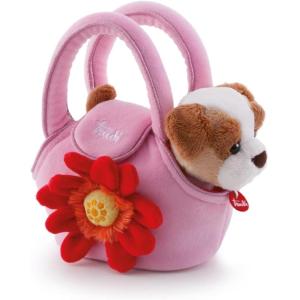 PELUCHE CAGNOLINO IN BORSETTA ROSA
