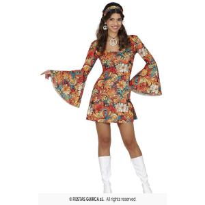COSTUME VESTITO FANTASIA FIORI ANNI 70 ADULTA MISURA 38-40 (M)