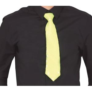 CRAVATTA PAILLETTES GIALLO NEON 37 CM