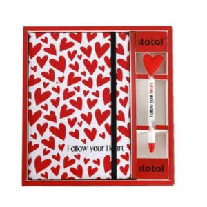 QUADERNO A5 + PENNA FOLLOW YOUR HEART SAN VALENTINO