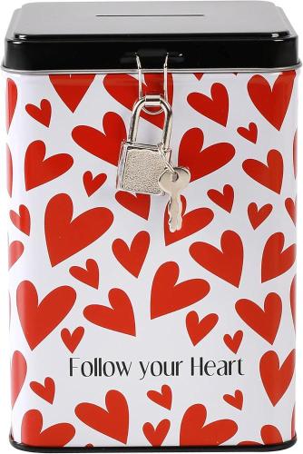 SALVADANAIO CON LUCCHETTO FOLLOW YOUR HEART