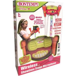 CONSOLLE WIRELESS ROSA CON 2 MICROFONI EFFETTI LUMINOSI E FUNZIONE KARAOKE
