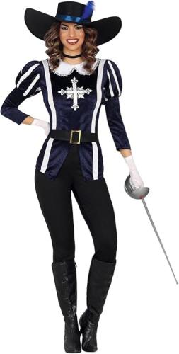 COSTUME MOSCHETTIERA BLU ADULTA TAGLIA 36–38 S