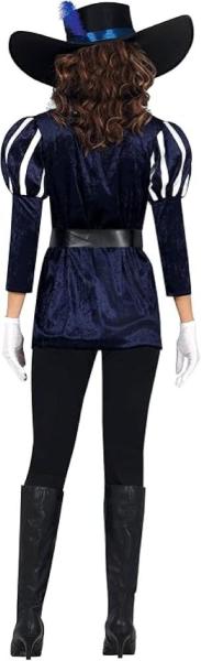 COSTUME MOSCHETTIERA BLU ADULTA TAGLIA 36–38 S