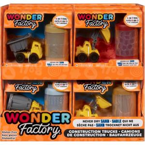 WONDER FACTORY NEVER DRY SAND CONSTRUCTION TRUCKS SABBIA MAGICA COLORI ASSORTITI