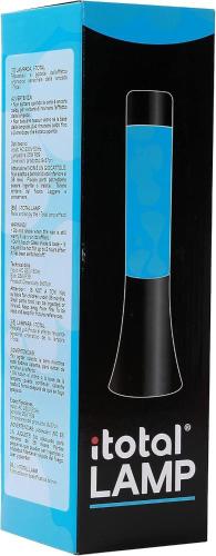 LAMPADA LAVA BASE NERA LIQUIDO BLU/BIANCO 30 CM